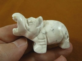 (Y-HIP-724) white Howlite roaring HIPPO Gemstone carving figurine Hippop... - £13.85 GBP