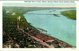 Aerial View Postcard Illinois Central Railway Bridge Cairo Illinois - $7.39