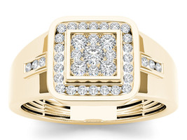 Authenticity Guarantee 
10K Yellow Gold 0.50 Ct Diamond Men&#39;s Halo Weddi... - £697.43 GBP