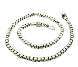 BOX LINK 19.5 INCH LONG NECKLACE REAL SOLID .925 STERLING SILVER 71.4 g - $6,677.97 MXN