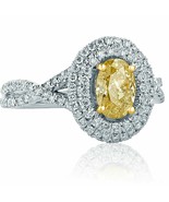 1.75 Ct Oval Faint Yellow Diamond Engagement Halo Ring Infinity 18k Whit... - €2.539,89 EUR