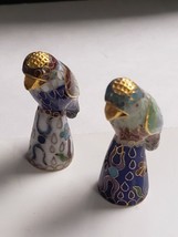 2 Antique Chinese Enamel Cloisonne Bird Thimble Sewing Very Fine - $60.57