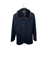 Vintage Albert Nippon Black Wool Blend Fur Collar Coat Womens M Button Up - $60.00