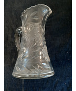 Antique Glass Water Pitcher, Cut and Etched Glass, 11&quot; Tall - £23.15 GBP