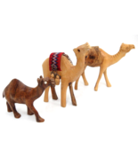 Carved Wooden Camel Figurines Lot of 3 Mideast Christmas Magi - £11.09 GBP