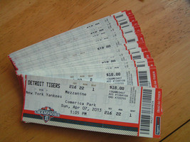 NY Yankees Vs. Detroit Tigers 4/7/13 SABATHIA WIN Ticket Stub 10 @ .75 Each - $7.25