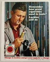 1962 Print Ad Lucky Strike Cigarettes Man Smokes &amp; Holds Fishing Rod &amp; Reel - £9.77 GBP