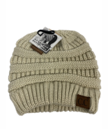 C.C.Messy Bun Beanie Tail Beige Winter Hat, NWT - $9.49