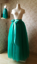 Green Maxi Tulle Skirt Women Custom Plus Size Wedding Puffy Tulle Maxi Skirt image 2