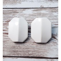 Vintage Clip On Earrings - 1&quot; Cream Rectangle Like Shape with Fold - £9.49 GBP