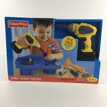 Fisher Price Drillin&#39; Action Tool Set Realistic Sounds Caddy Tools Toy Vintage - £53.27 GBP