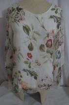Viola Borghi Silk White Floral Print Blouse  Italy Bell Sleeves Lined Sz... - £25.95 GBP