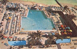 MIAMI BEACH FL SHERRY FRONTENAC HOTEL~VIEW POOL &amp; CABANA COLONY POSTCARD... - £6.23 GBP