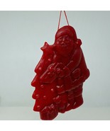 Vintage Beeswax Red Santa Christmas Hanging Tree Ornament Large Sun Catcher - £18.96 GBP