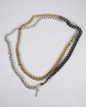 Betsy Johnson 60&quot; Long Multi Stone Gold Silver Gunmetal Tone Chunky Necklace - £32.97 GBP