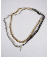 Betsy Johnson 60&quot; Long Multi Stone Gold Silver Gunmetal Tone Chunky Neck... - £32.50 GBP