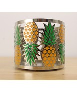Bath &amp; Body Works 3 Wick Candle Holder Pineapple Sleeve Silver Tropical ... - £9.43 GBP