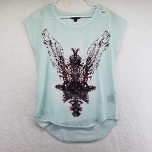 Rock Republic Womens Size XS Light Blue Aztec Dancer Graphic Rhinestones - £12.24 GBP