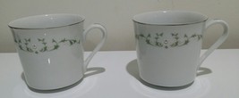 2 Vintage Fine China Sheffield Elegance Tea 502 Cups》White Flowers Green... - $17.81