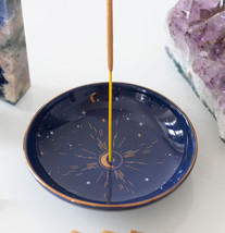 Sacred Symbol Astrology Starry Sky Moon And Stars Incense Holder Trinket Dish - £12.64 GBP