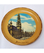 Brussels Grand Place Wooden Display Plate Souvenir Belgium Landmark 1960... - $15.15