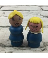 Fisher Price Little People Vintage ALL WOOD (plastic Hair) Mother Daught... - £9.37 GBP