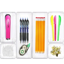 6 Pack - Clear Plastic Desk Drawer Organizers - £20.35 GBP