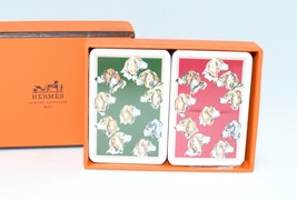 Hermes Mini Playing Cards Dogs Unused 2 Set Green Red New In Package Scarf R6 - £96.36 GBP