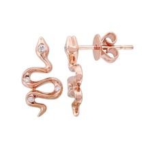 Authenticity Guarantee 
Diamond Snake Crawler Climber Stud Earrings 14K Rose ... - £546.51 GBP