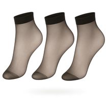 AWS/American Made 3 Pairs Women&#39;s Sheer Ankle High Socks 15 Denier (Black) - $6.92