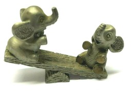 Spoontiques Baby Elephants On See Saw Pewter Vintage 1984 Figure - $19.80