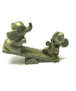 SPOONTIQUES Baby Elephants on See Saw Pewter VINTAGE 1984 Figure - $27.16 CAD