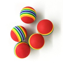 Funny Pet Dog Puppy Rainbow Striped Chewing Interactive Ball Teething Toy - £3.90 GBP