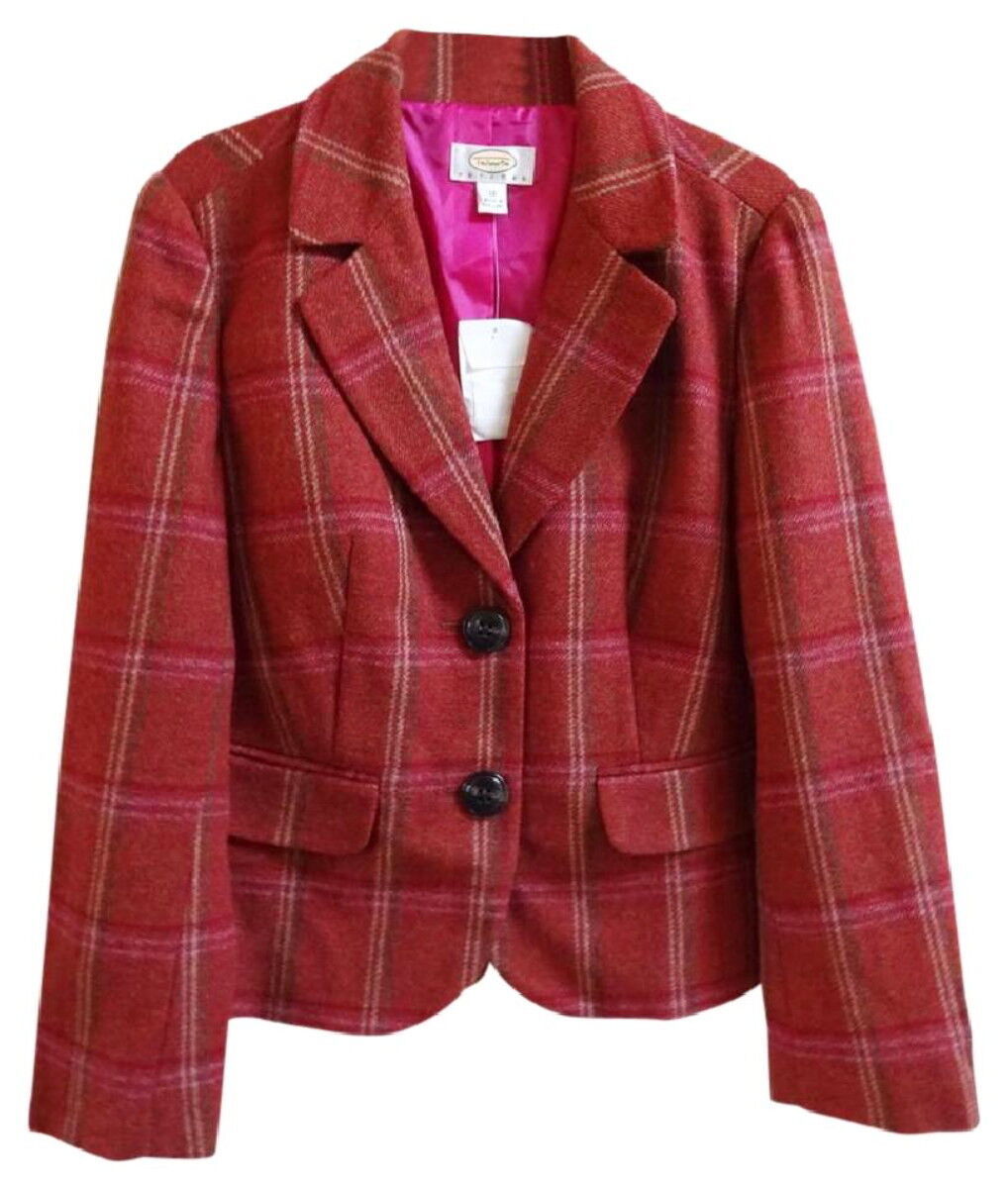 Talbots Vintage Blazer Equestrian Inspired Petite 10 Rust Wool Peplum Pl... - $82.47