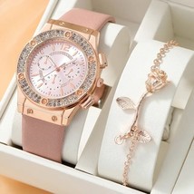 Luxury Rhinestone Women Watches Pink - £9.56 GBP