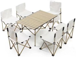 Aluminum Folding Chair Portable Camping Folding Chairs And Tables Set With - £128.99 GBP