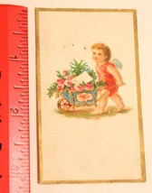 Victorian Trade calling Card Little Girl Pushing A Cart Of Flowers VTC 1 - £3.88 GBP