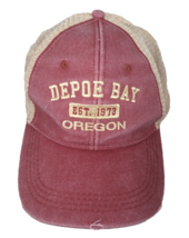 Vintage Depoe Bay Oregon Coast Mens OSFA Trucker Hat Cap Red Beige ESY - $14.80
