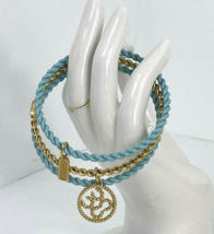 Coach Bracelets Bangle Set Rope Twisted  F95577 Seafoam Blue Gold  J1 - $79.19