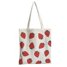 W&amp;G Korean Strawberry Printed Canvas Student Schoolbag Single  Wallet Bag Handba - £122.29 GBP