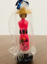 VTG. Vietnam Doll Hard Resin &amp; Wood Hand Painted Mini Figurine - $12.82