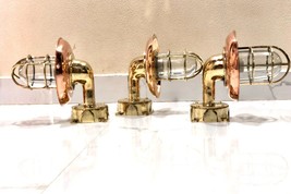 &quot;Set of 3 Nautical Brass Bulkhead Passageway Wall Mount Lights with Junc... - £400.31 GBP