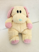 Vintage 1999 TY Baby DogBaby Puppy Dog Plush Baby Rattle Yellow Pink Pillow Pal - £11.13 GBP