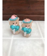 2&quot; tall novelty candle Peach Kittens with turquoise bows holding gifts - £6.93 GBP