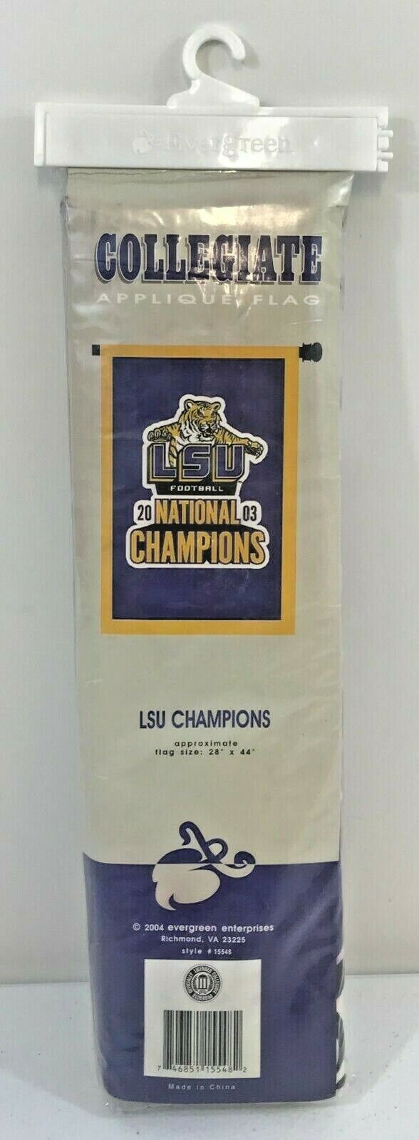 Louisiana LSU CHAMPIONS 2003 Tigers NCAA Double Sided Applique House Flag NEW - £11.78 GBP
