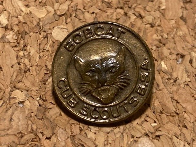 COLLECTIBLE VINTAGE &quot; BOBCAT &quot; CUB SCOUTS OF AMERICA PINBACK PIN BRASS 5/8&quot; - $6.35