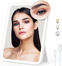 Travel Makeup Mirror with Lights &amp; 10X Magnetic Magnification, 9.4&quot;x6.7&quot; - £15.50 GBP