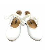 Capezio Jr. Tyette 625T Toddler White Tap 7.5 Wide Shoes Tie Bow Dance New - £19.36 GBP