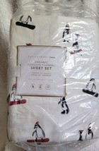Pottery Barn Teen Full Sheet Set Penguin Flannel Organic Cotton New #D90 - £85.41 GBP