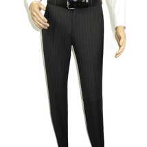 Men Suit BERLUSCONI Italian Wool 180's Pin Stripe One Button Peak UGS95-4 Black image 8